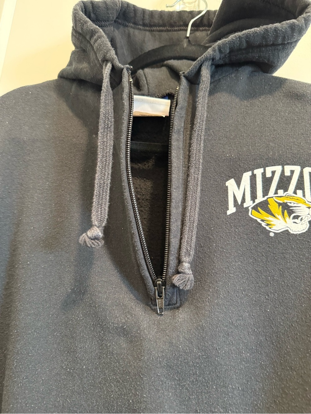 Champion Black Mizzou Half-Zip Hoodie with Yellow Logo - Picture 4 of 9